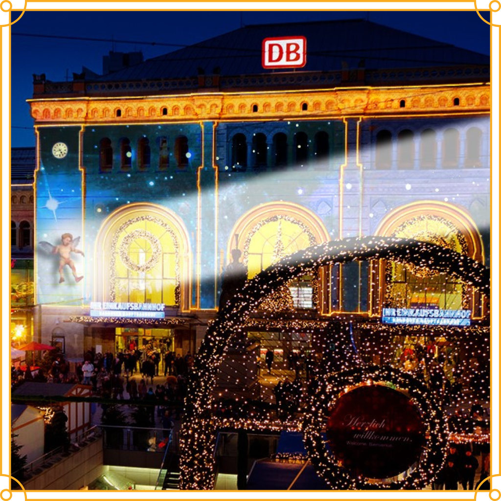 Projektion auf dem Weihnachtsmarkt Hannover